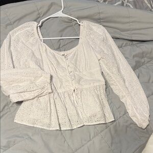Aerie Cream Eyelet Blouse